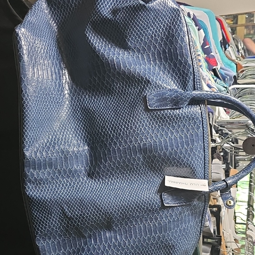 Blue Python-Embossed Leather Bag By - image 1